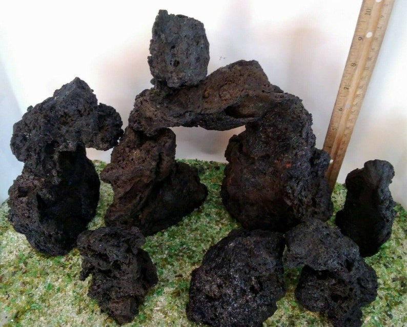 Safe for all water types Aquarium Lava Rocks Black Fish Tank Rocks 10 pieces