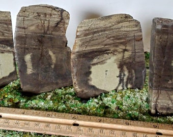 Rare Black Pillar Stone Set Hand Sliced Picture Stone 4 Pillars #BP4