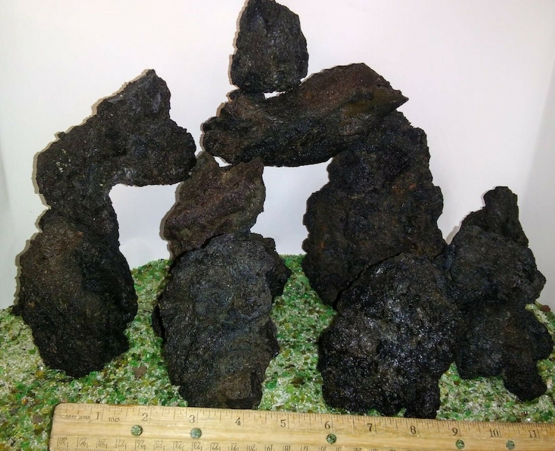 Safe for all water types Aquarium Lava Rocks Black Fish Tank Rocks 10 pieces