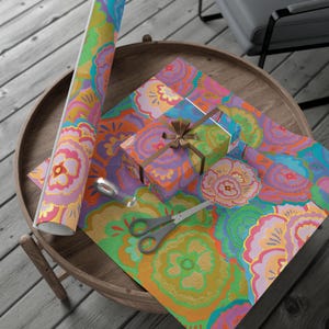 Colorful Abstract Floral Pattern Gift Wrap Papers | Rolled Wrapping Paper