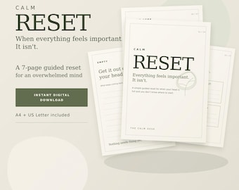 ADHD Planner Printable, Brain Dump and Reset Planner, Mental Overload, A4 US Letter PDF