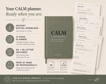ADHD Planner Printable, Daily Weekly Monthly Planner, Brain Dump, Habit Tracker, Undated