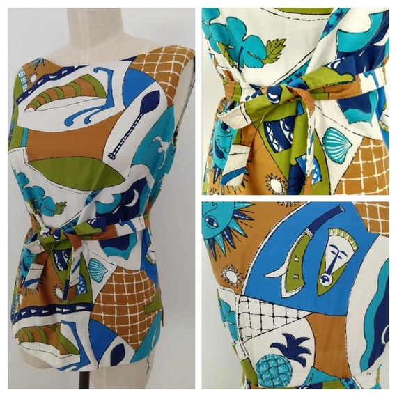 Tori Richard Novelty Print Tiki Blouse - S