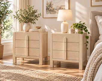 31.5 Inch Walnut Nightstands Set of 2 Wide Bedside Tables