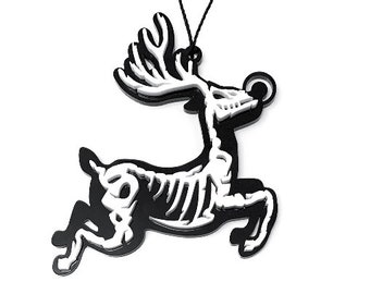 Rudolph Reindeer Skeleton Christmas Ornament Acrylic Holiday