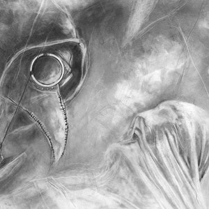 Plague Doctors At Work illustration print Graphite giclée fine art wall print image 2