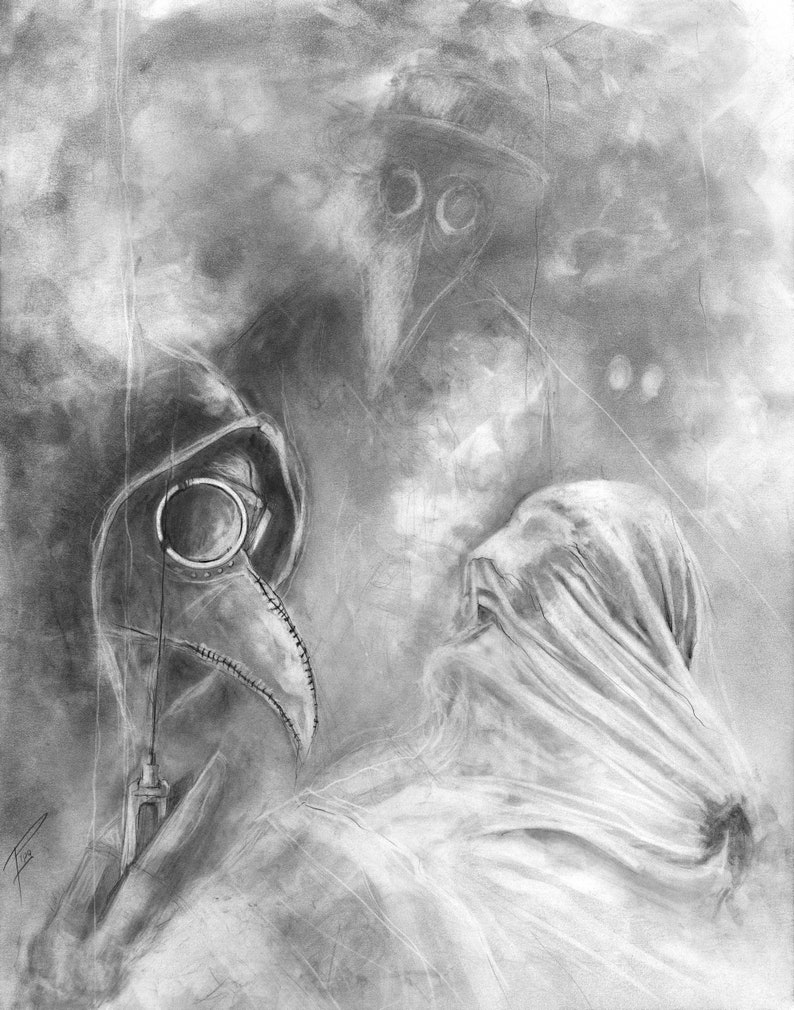 Plague Doctors Graphite art print