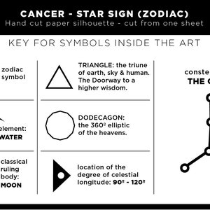 UNFRAMED Cancer Zodiac Constellation Stars Sign silhouette Paper cut Birthday Gift Will Pigg image 3