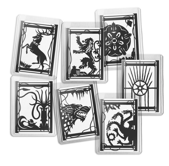 Aceo Card Game Of Thrones House Sigil Paper Cut Cards Etsy