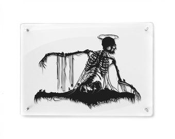 FRAMED Anthony - silhouette hand cut paper craft skeleton horror spooky unique wall decor