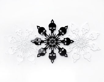 Skull Snowflake Christmas Ornament Acrylic Holiday Halloween