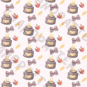 Cute Pink Autumn Seamless Pattern PNG, Pastel Pumpkin Digital Paper, Coquette Fall Repeat Print, Soft Autumn Wrapping Paper Design