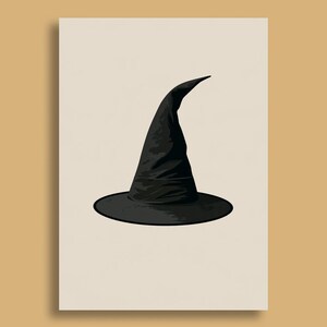Minimalist Witch Hat Printable Wall Art | Simple Halloween Poster Digital Download | Neutral Decor