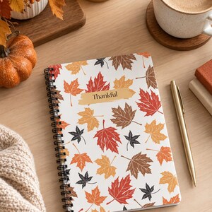 Thankful Autumn Leaves Spiral Notebook | Ruled Journal