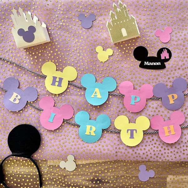 Guirlande Happy Birthday - Anniversaire Thème Vintage Disneyland - Déco Anniversaire