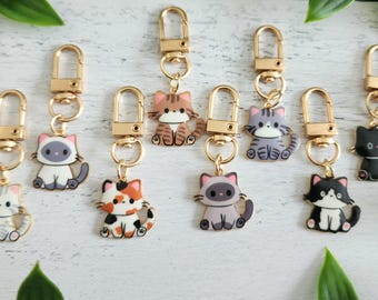 Kawaii Cat Keychain, Enamel Bag Charm, Cat Lover Accessory, Gift Wrapping Available