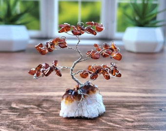 シトリンの宝石の木 銅線の木の彫刻 たった 1 つ!!! 木はすぐに