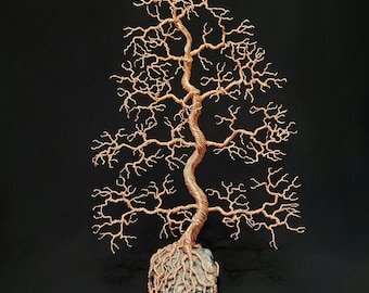 Escultura de árbol de alambre espeluznante con base de obsidiana de copo de nieve, decoración de Halloween