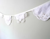 Vintage doiley bunting, boho wedding bunting, bohemian decor, pearl anniversary bunting