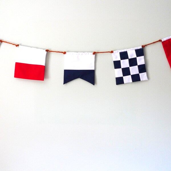 Nautical personalised bunting, signal flag banner, nautical theme bunting, nursery bunting