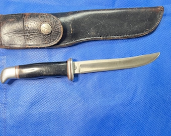 Pre-1974 Buck USA BLK phenolic scale 9 3/8" hunting knife/sheath/hunting