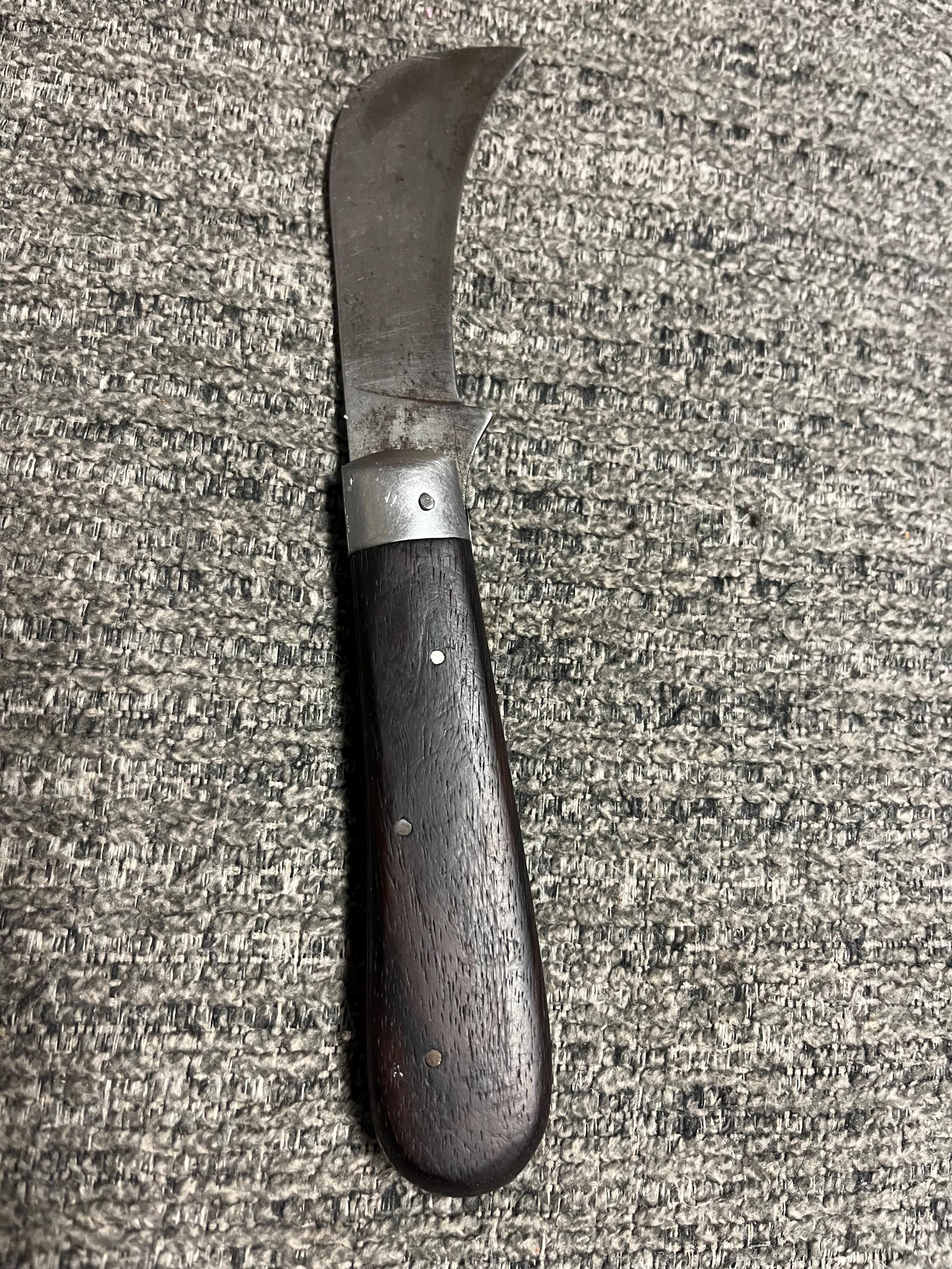 Rare 1921-41 ATCC Japan Wood Handle Single Blade Hawkbill Folding