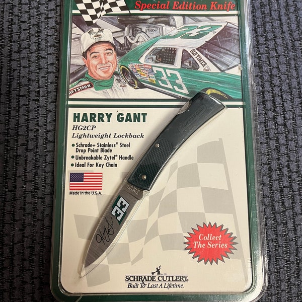 1993 Imperial Schrade Cutlery Schrade+“Harry Gant”#33 NASCAR race driver lightweight lockback fold pocket knife Collector series 3 1/8”hunt