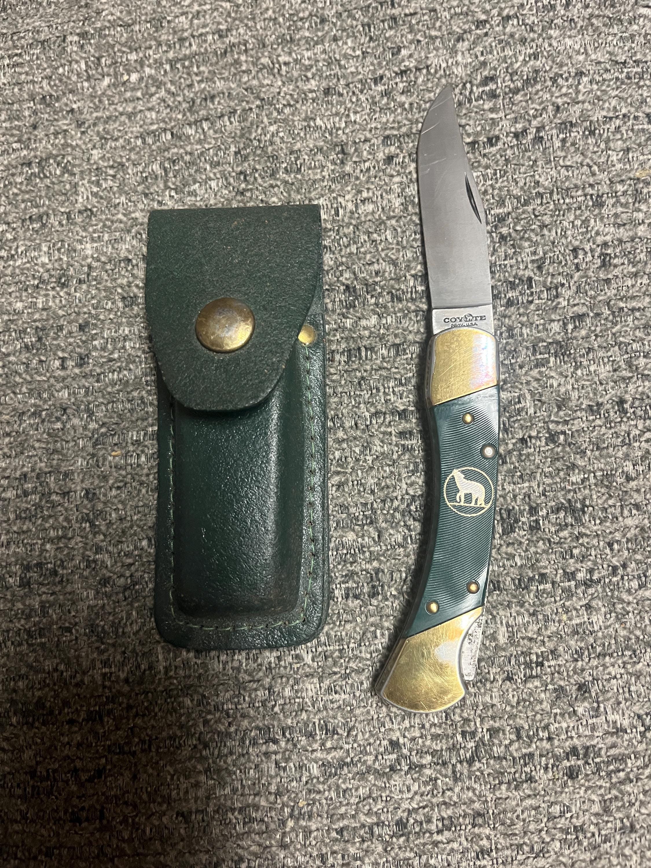 1980's 90's Coyote Prov.usa Green Single Blade Lockback Folding