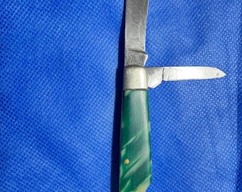 Rare 1940's 50's Kent NY City green marbling scale pocket knife/3 3/8"/hunting