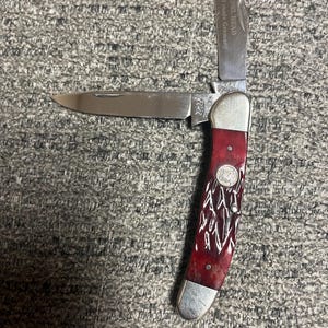 Rare Buck Creek Owl Head Pocket Knife: Handmade German Redbone
