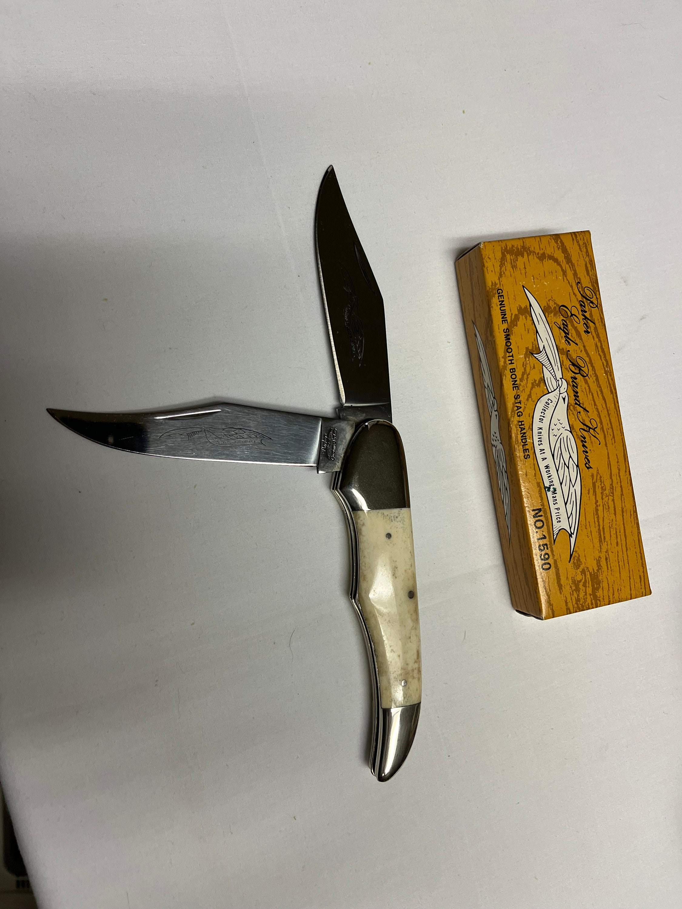 KENTUCKY Trapper Pocket Knife Eagle Edge Pearl Handle VGUC