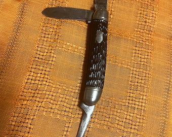 Vintage Imperial USA Pocket Knife: Black Delrin, 3-Blade Punch (1946-56)