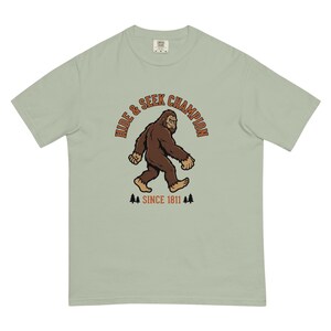 Bigfoot Hide and Seek Champion Since 1811 Funny Sasquatch T-Shirt | Vintage Cryptid Tee | Comfort Colors 1717 Premium Heavyweight