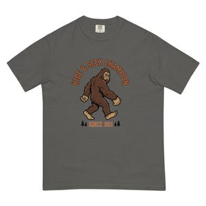 Bigfoot Hide and Seek Champion Since 1811 Funny Sasquatch T-Shirt | Vintage Cryptid Tee | Comfort Colors 1717 Premium Heavyweight