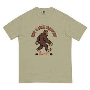 Bigfoot Hide and Seek Champion Since 1811 Funny Sasquatch T-Shirt | Vintage Cryptid Tee | Comfort Colors 1717 Premium Heavyweight