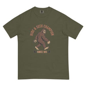 Bigfoot Hide and Seek Champion Since 1811 Funny Sasquatch T-Shirt | Vintage Cryptid Tee | Comfort Colors 1717 Premium Heavyweight