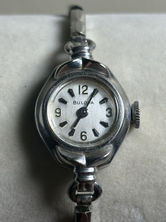 Vtg 1964 Bulova Ladies Cocktail Watch M4 10K RGP Silv… - Gem