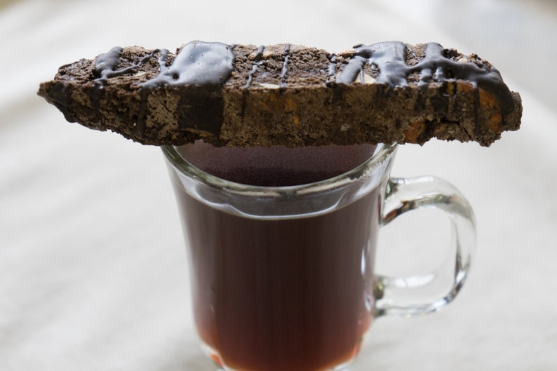 Chocolate Almond Biscotti Drizzled in Dark Chocolate Etsy