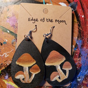 Hand Painted Mushroom Earrings