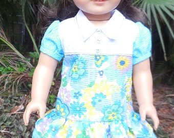Flower, summer dress made for American Girl and similar 18 inch dolls.