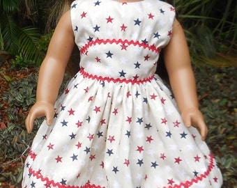 4th of Julu dress made for American Girl and similar 18 inch dolls.