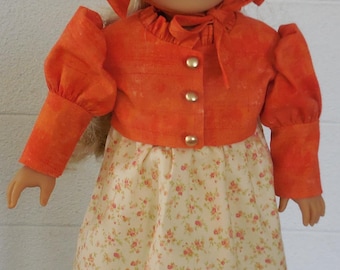 Chaqueta, vestido y sombrero Spencer de la década de 1810, hechos a medida para American Girl.