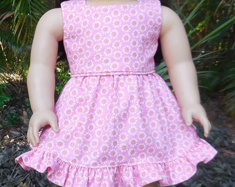 Vestido rosa de verão feito para bonecas American Girl e similares de 45 cm (18 polegadas).