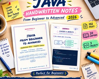 Handschriftliche Java-Lernnotizen, Anfänger bis Fortgeschrittene, 102 Seiten (PDF-Download)