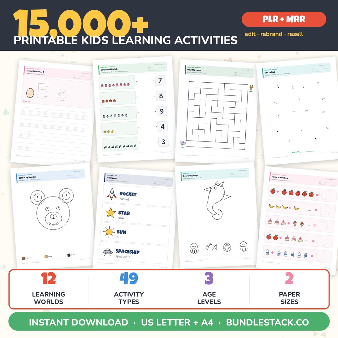 15,000+ Kids Learning Activities Bundle, Preschool Homeschool ...