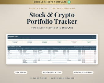 Aktie- och kryptoportföljspårare | Google Sheets-mall (aktuella priser, utdelningar)