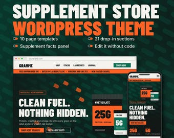 Gramme WordPress-tema | Kosttillskottsbutik och proteinbutik | Blocktema | Fullständig webbplatsredigering | Direktnedladdning