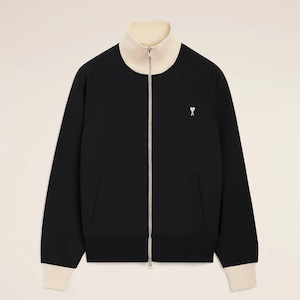 AMI Paris  Zip Up Bomber Sweatshirt, Minimalist Casual Jacket, Unisex Jacket
