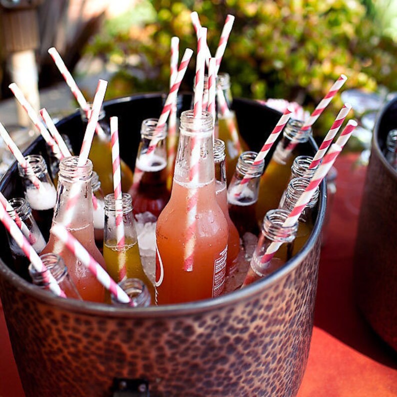 25 Extra long soda bottle Yellow stripe paper drinking straws Stripe See also Personalized flags option. with FREE Blank Flags