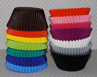 cupcake liners solid colored - 100 count - baking cups muffin cups standard size grease proof  - YOU PICK COLORS